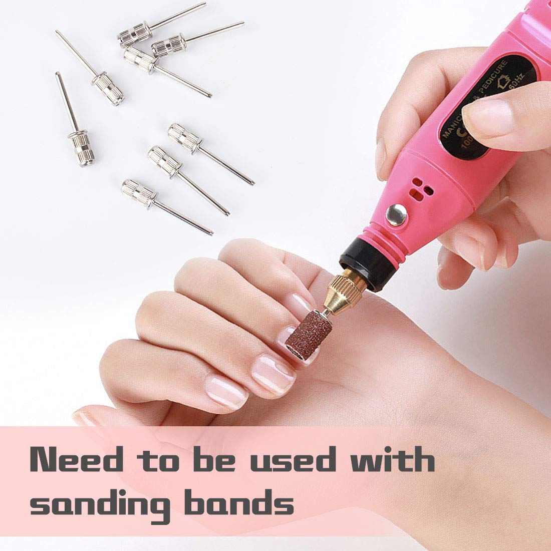 Rolybag 10 Pieces nail drill heads nail drill bits sanding band shaft 3/32 inch nail drill bits mandrels for electric file nail sanders manicure
