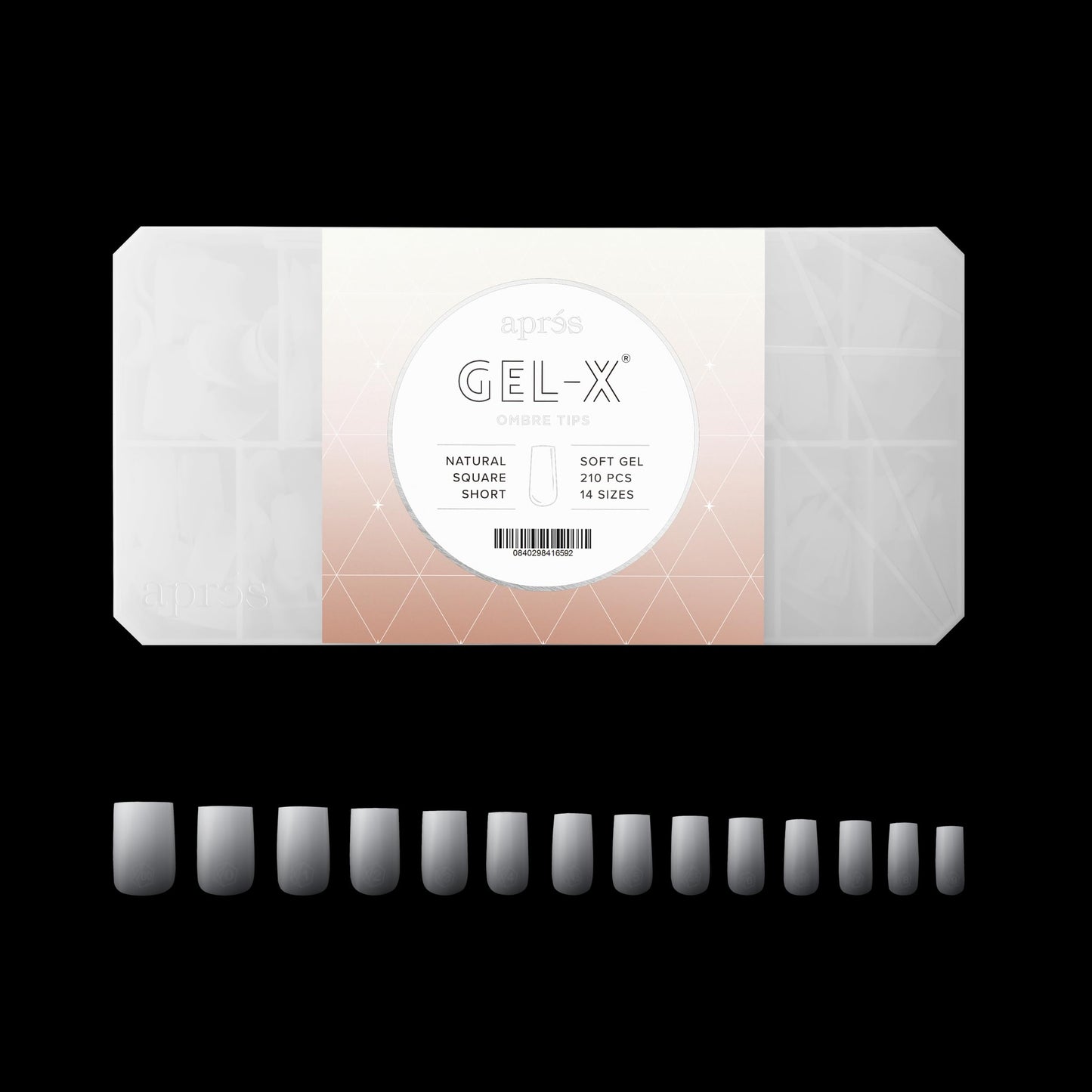 Apres Ombre Gel-X® Box of Nail Tips, 14 Sizes 00-9, Premium Quality (Natural Square Short, 210 Count) Beauty & Personal Care APRÉS