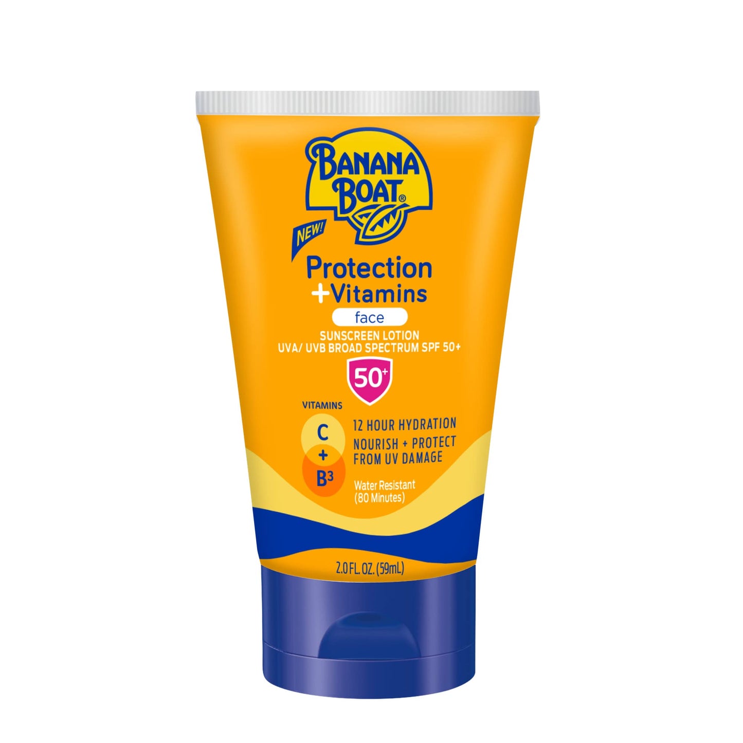 Banana Boat Protection + Vitamins Face Sunscreen Lotion SPF 50 | Travel Size Sunscreen for Face, Moisturizing with Vitamin C & Vitamin B3 Niacinamide