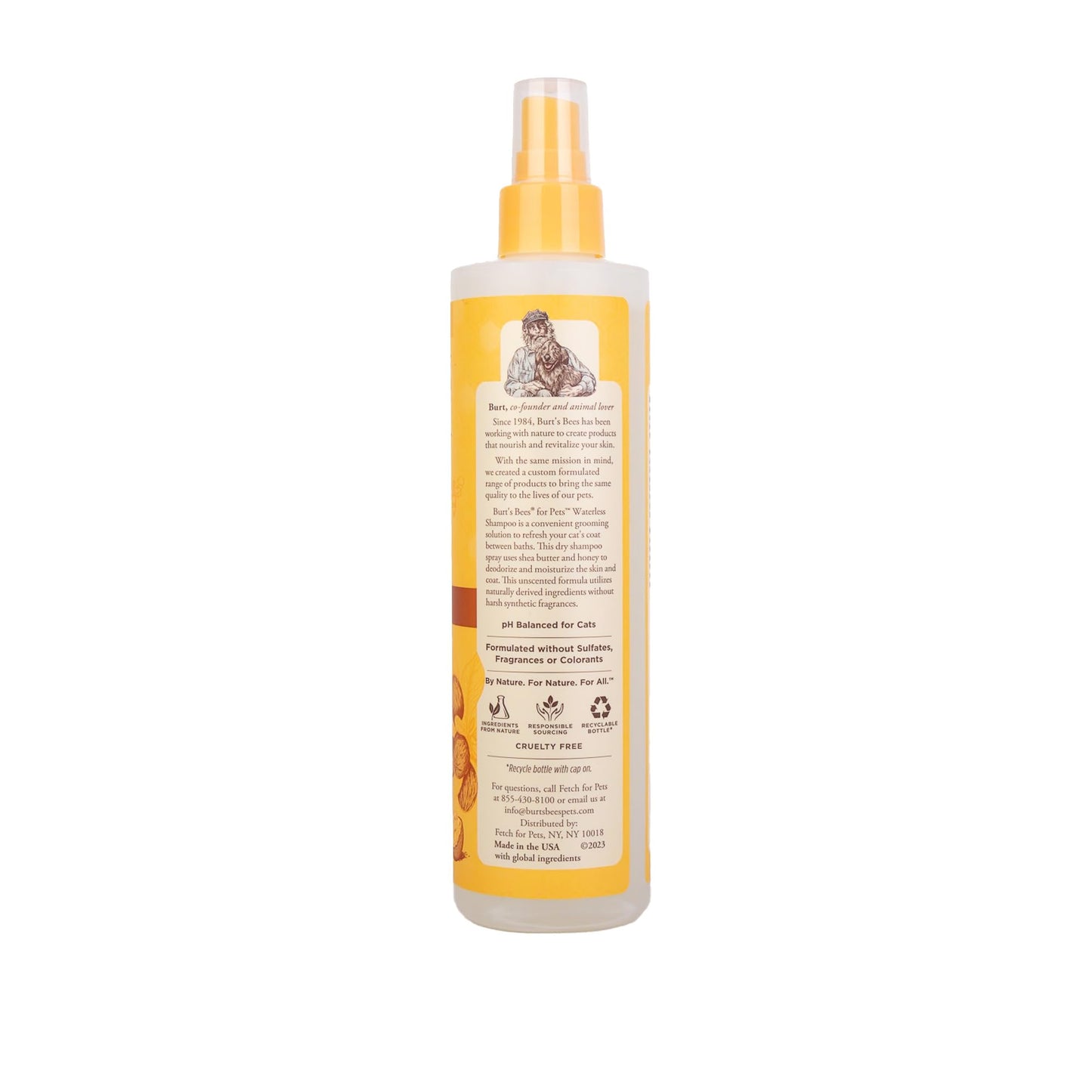 Burt’s Bees Waterless Cat Shampoo with Shea Butter & Honey – No-Rinse, Gentle Grooming for Kittens & Indoor Cats, 10 fl oz