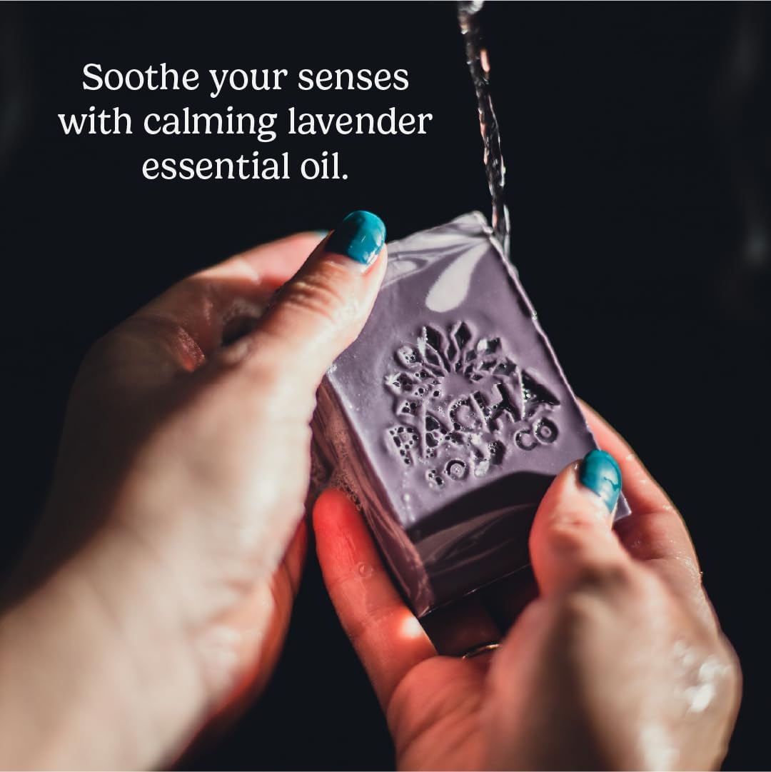 Pacha Soap Co. Bar Soap - French Lavender Scent, Handcrafted Bar Soap with Clean Essential Oils, Moisturizing, Calming Scented Soap for Face, Hands