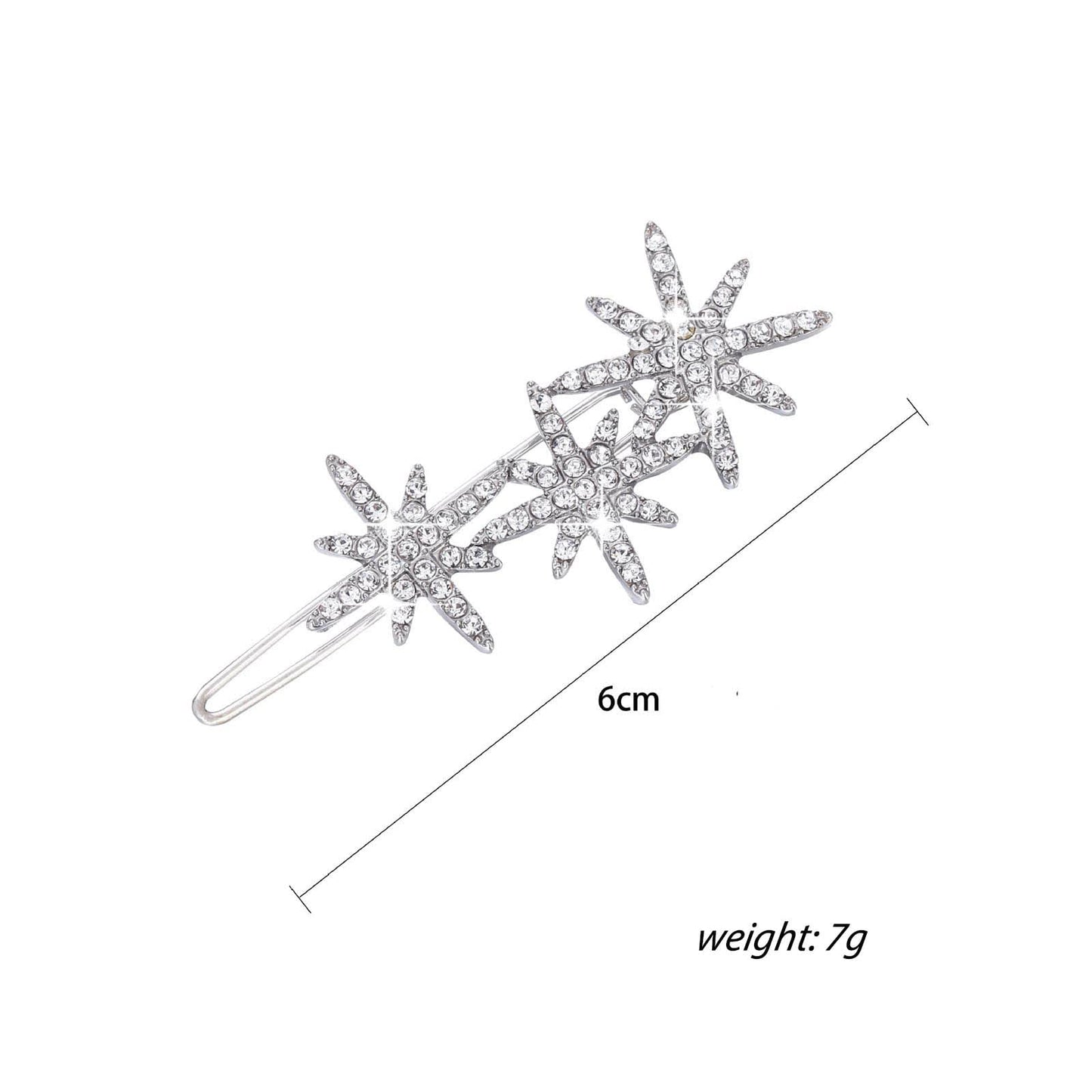 YienDoo Crystal Starburst Hair Clip Barrette Sparkling Rhinestone Cluster Stars Hairpin Headpieces Fashion Silver Bridal Hair Barrette Wedding Head
