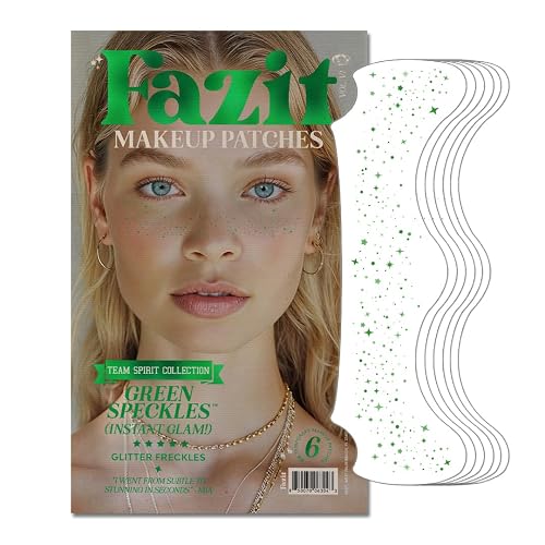 Fazit Green Speckles - Glitter Freckle Makeup Patches - Shimmering Faux Freckles & Body Glitter - Waterproof, Long-Lasting Instant Glamour