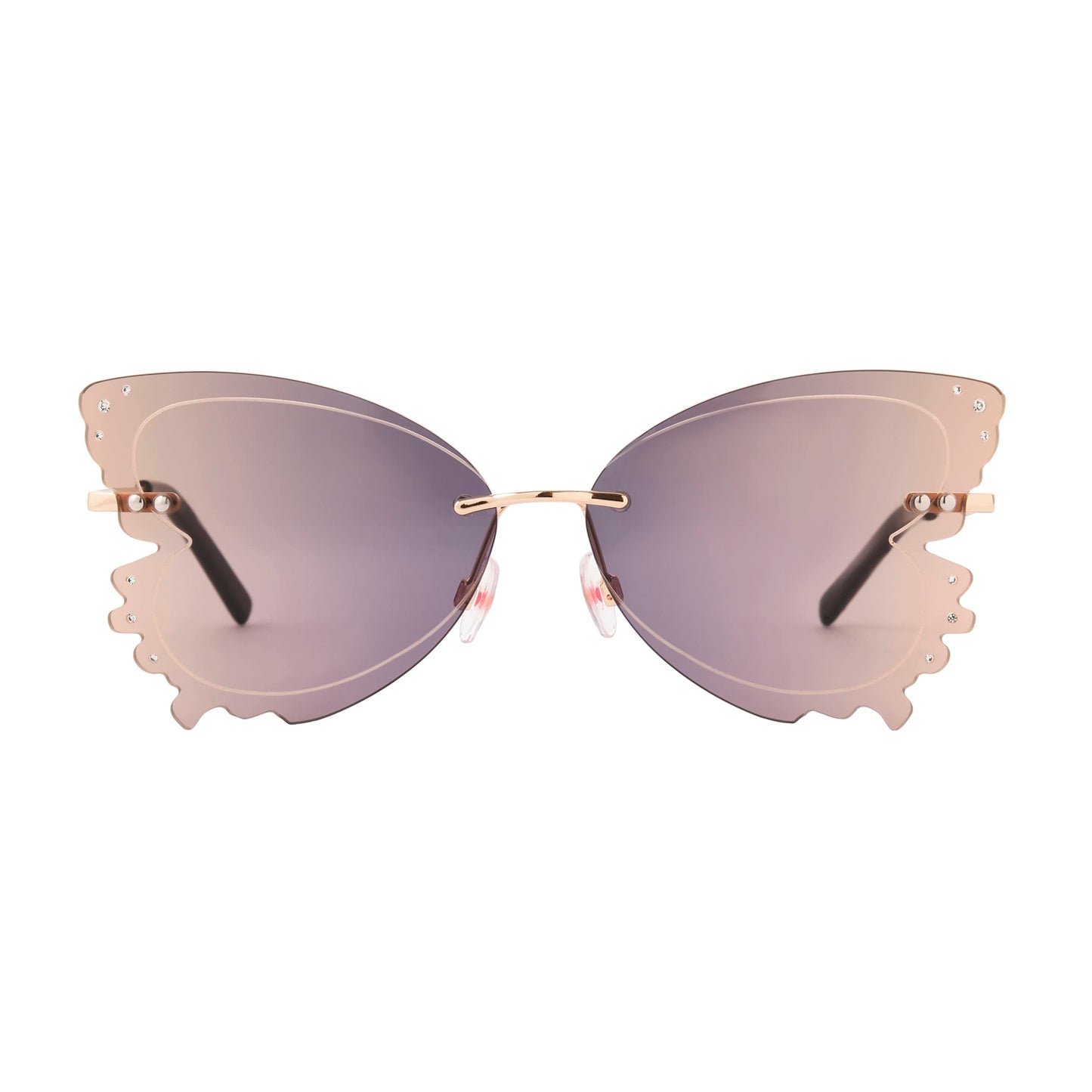 Betsey Johnson Women's The Giver Butterfly Sunglasses, Gold, 140 mm