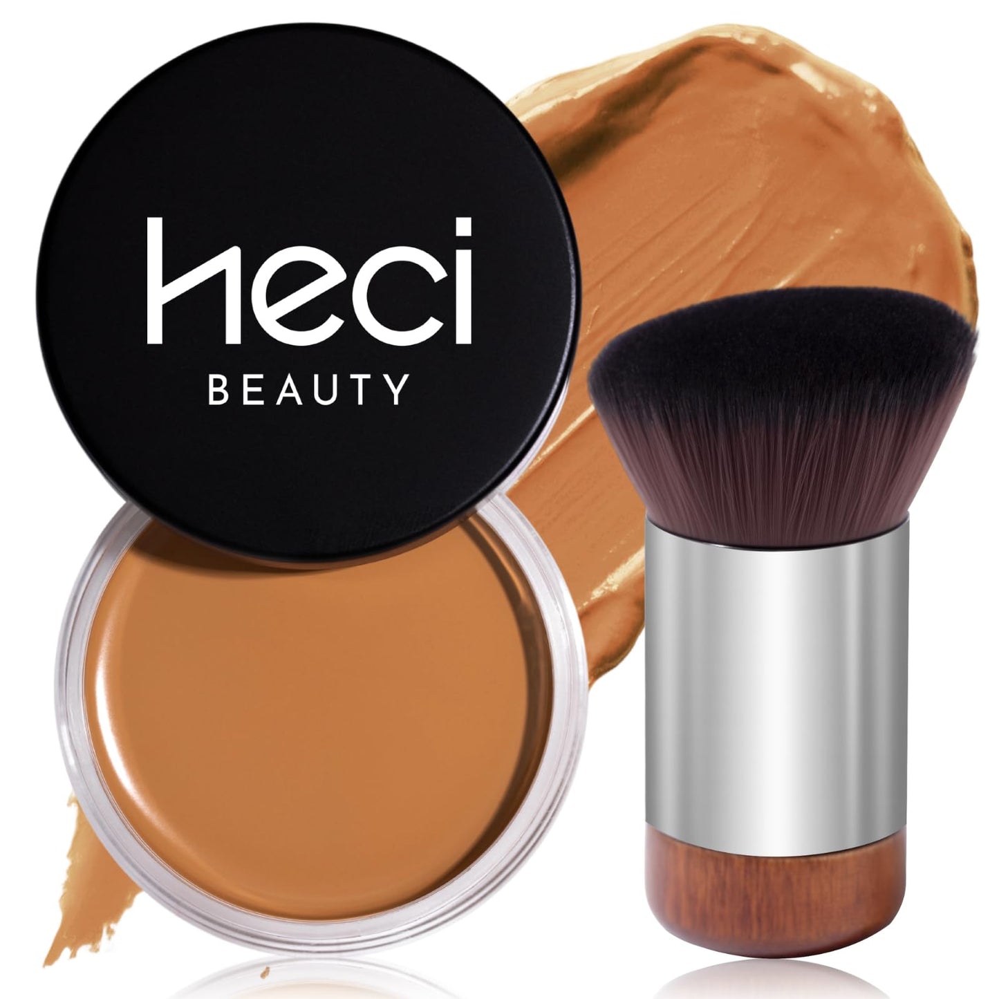 HECI BEAUTY Cream Bronzer with Brush, Creamy & Highly Pigmented Formula, Blendable Cream Contour Makeup with a Natural, Matte Finish - Buildable