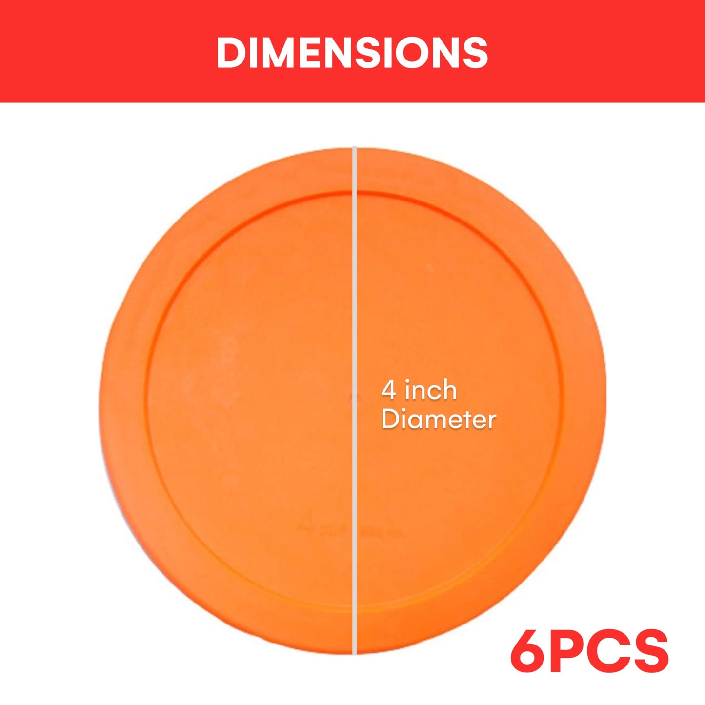 Wood Grip Lids for Pyrex and Anchor Round Glass Containers - 4-Cups, Orange-6 Pack