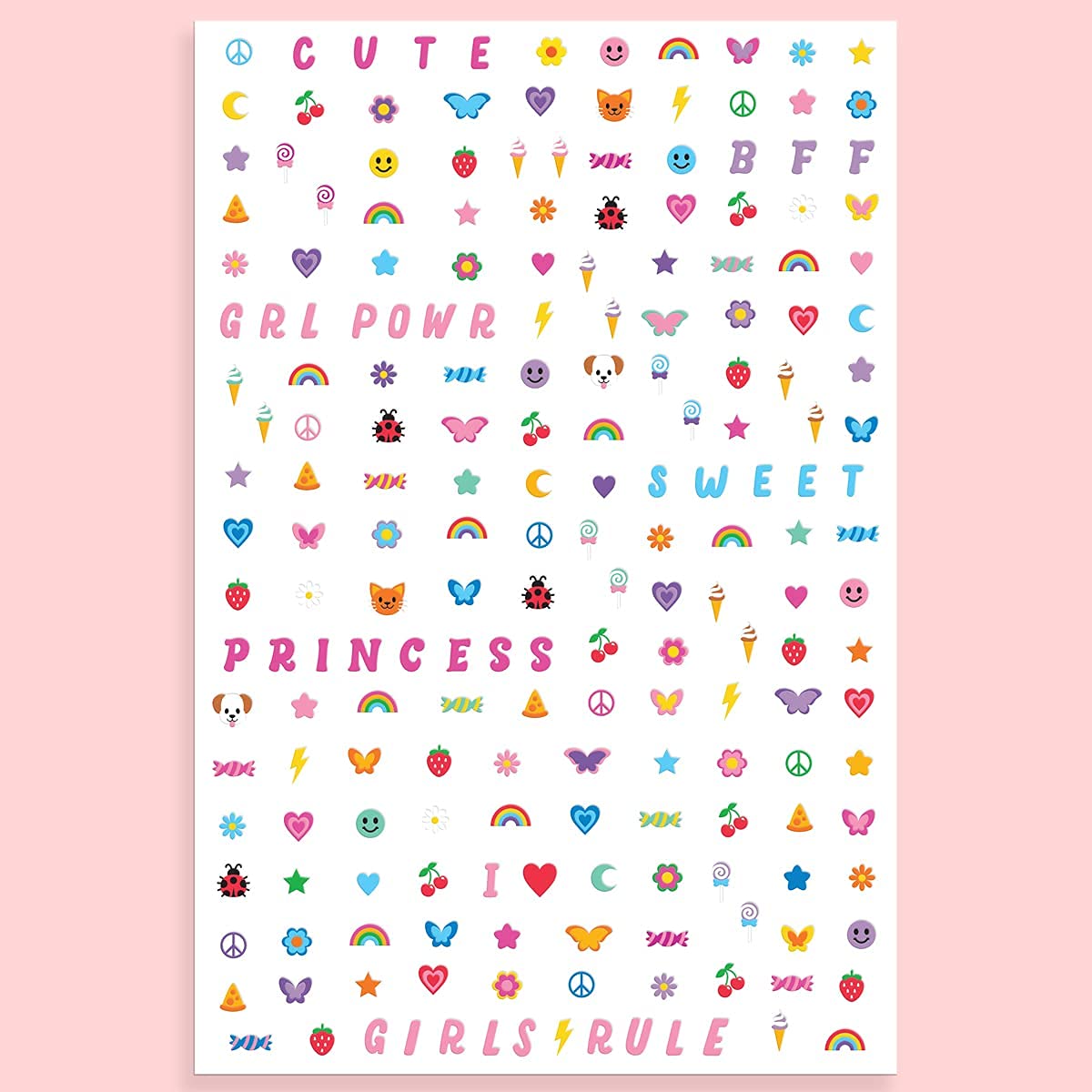 xo, Fetti Kids Nail Stickers - 816 Decals | Birthday Girl Party Favors, DIY Home Activity, Gift, Cute Nail Transfer, Groovy, Princess, Girl Power
