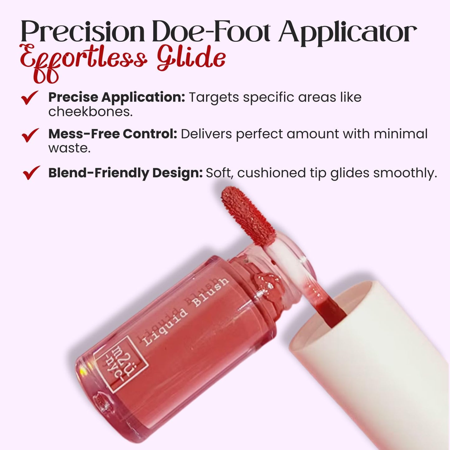 M2U NYC Red Hydrating Liquid Blush - Soft, Dewy Liquid Blush for Cheeks with High Pigment Color & Breathable Feel - Lightweight & Blendable