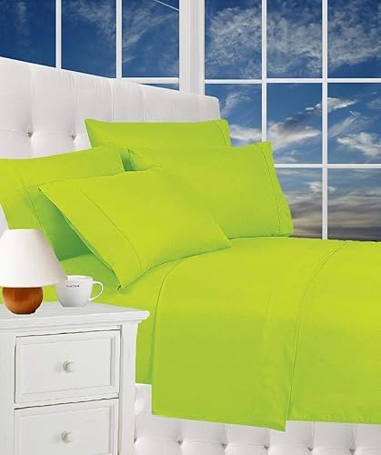CELINE LINEN Luxurious Bed Sheets Set on Amazon 1800 Premier Hotel Quality Wrinkle Free 4-Piece Sheet Set with Deep Pockets, California King, Lime