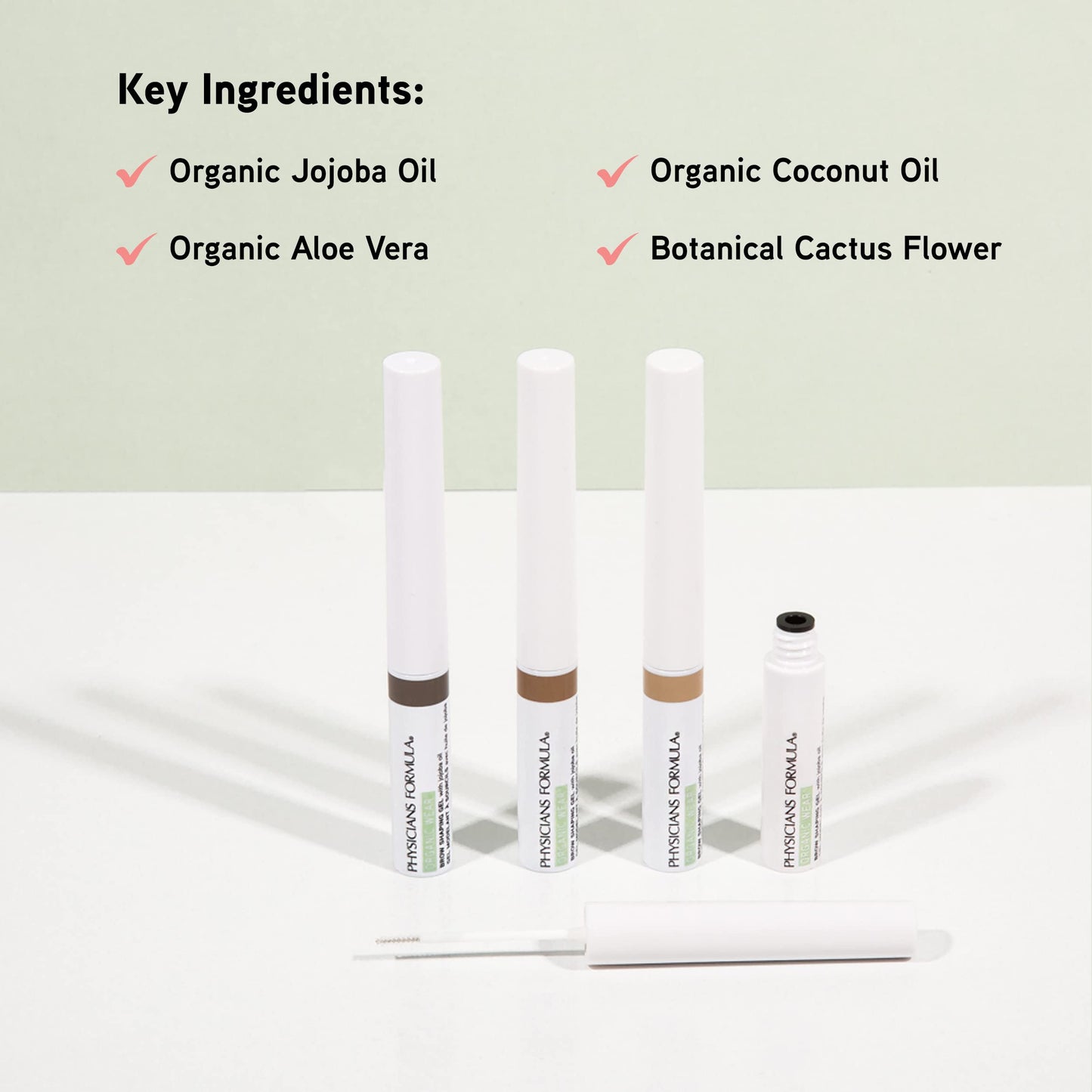 Physicians Formula Organic Wear All Natural Eyebrow Brow Gel Soft Black | Dermatologist Tested, Clinicially Tested