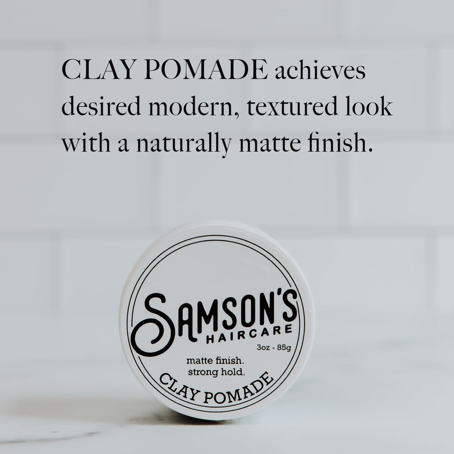 SAMSON'S HAIRCARE Lightweight, Medium Hold, No-Shine, Water-Based Clay Pomade - Nourishes and Holds Hair, 3 oz.