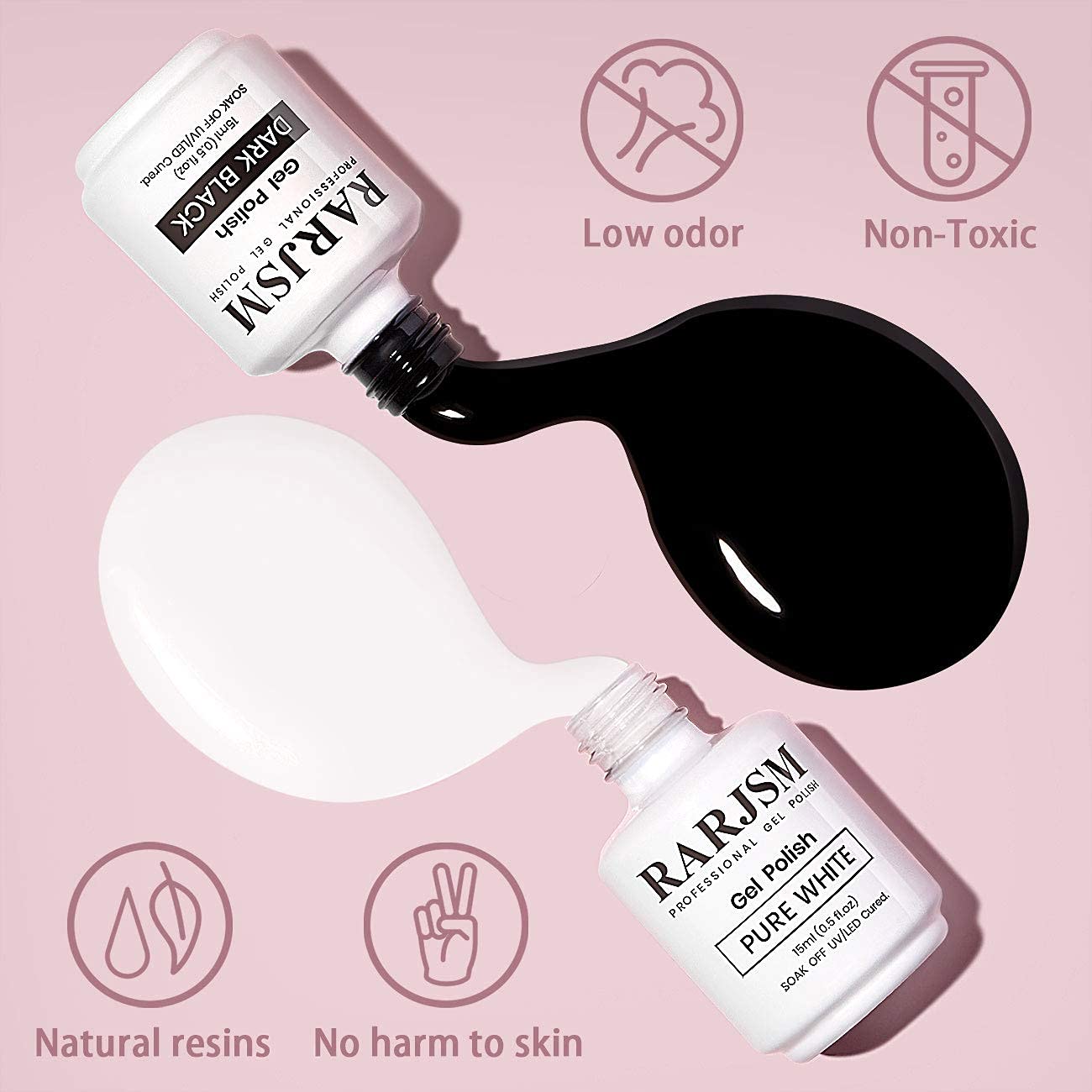 RARJSM 15ML Black White Gel Nail Polish Kit White Black Nail Polish Soak Off L e d Cured Nail Art Vanish Starter Manicure Salon DIY at Home