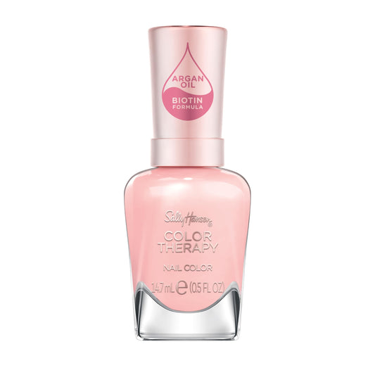 Sally Hansen Color Therapy Nail Polish | Biotin, Argan Oil, Long Lasting, Healthy Nails, Nail Strengthener, Semi-Opaque | 220 Rosy Quartz | Rosy Pink