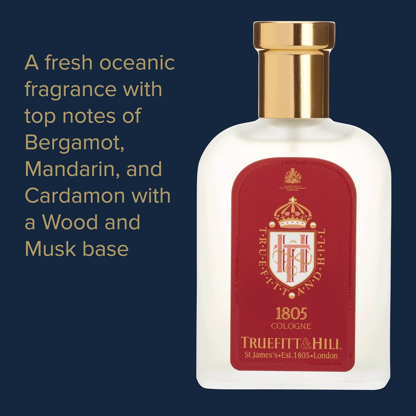 Truefitt & Hill Luxury Cologne - 1805 - Premium Long-Lasting Oceanic Men's Fragrance Presented in a Beautifully Etched Traditional Atomizer Bottle