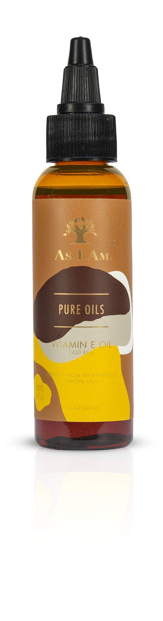 As I Am Pure Oils Vitamin E Oil - 2 Ounce - 100% Pure D-Alpha Tocopherol - Super Anti-Oxidant - Fights Free Radicals - Prevents UV Damage - Preserves