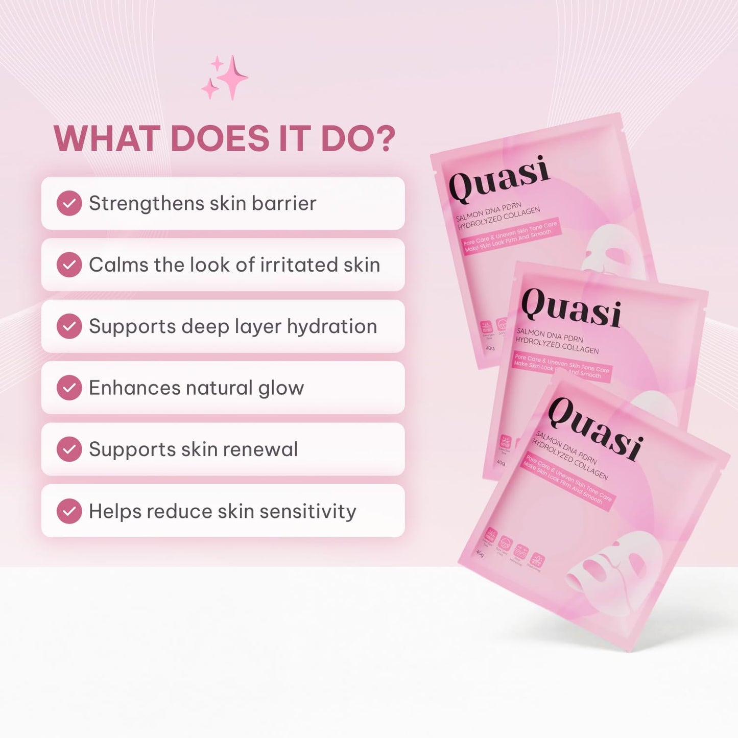 Quasi Salmon PDRN Collagen Mask - Korean Skin care Gel Face Mask for Hydration, Firming & Smoothing Skincare, Collagen Boost & Pore Care - 4 Masks Beauty and Personal Care Quasi