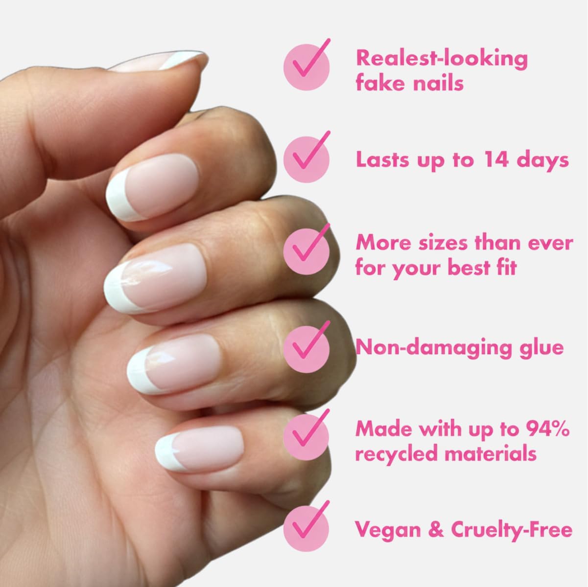Olive & June Instant Mani Press-On Nails, Timeless French, Short, Round Beauty and Personal Care Olive & June