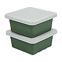 ECR4Kids Square Bin with Lid, Storage Containers, Hunter Green, 2-Pack