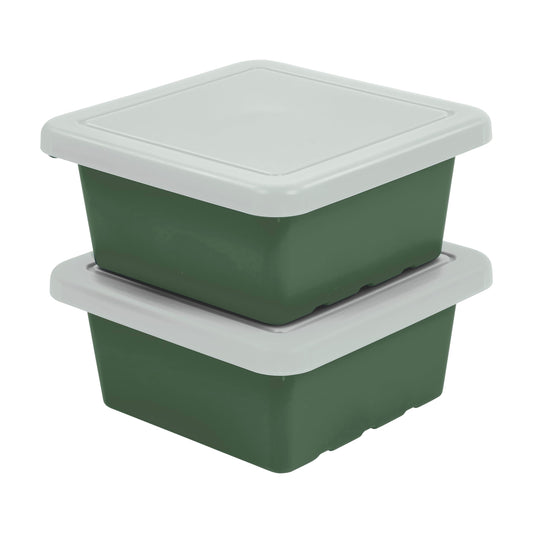 ECR4Kids Square Bin with Lid, Storage Containers, Hunter Green, 2-Pack
