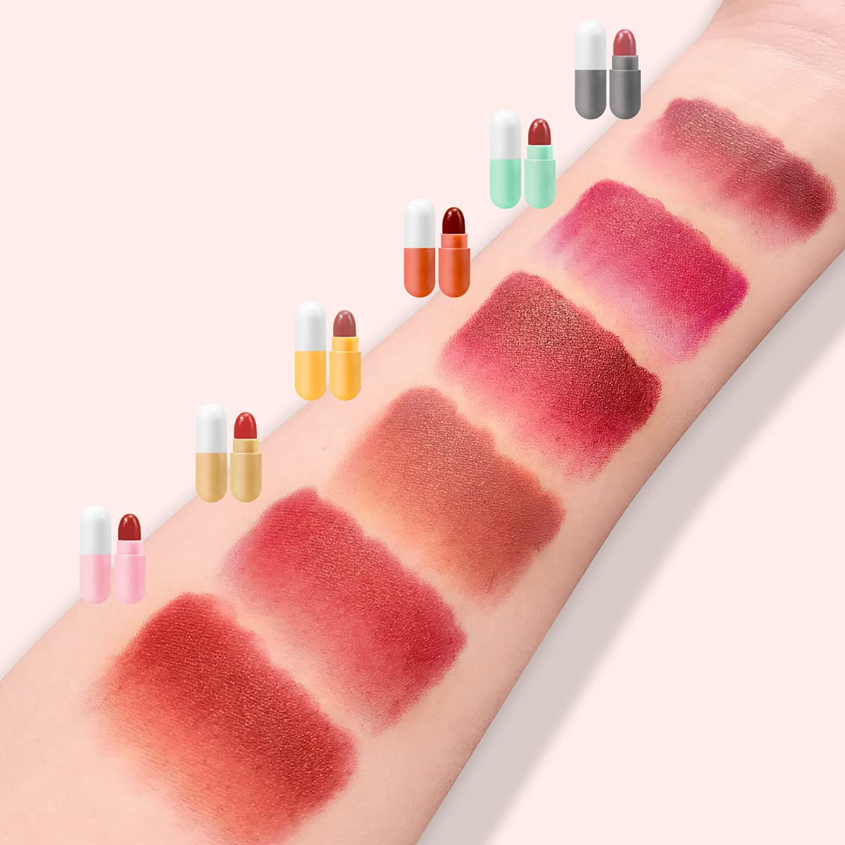 KISSIO Lipstick Set 12 Colors,Mini Matte Lipstick,Pill Lipstick Set,Waterproof Long Lasting Mini Capsules Lipstick,Travel Friendly,Cruelty Free,2.33