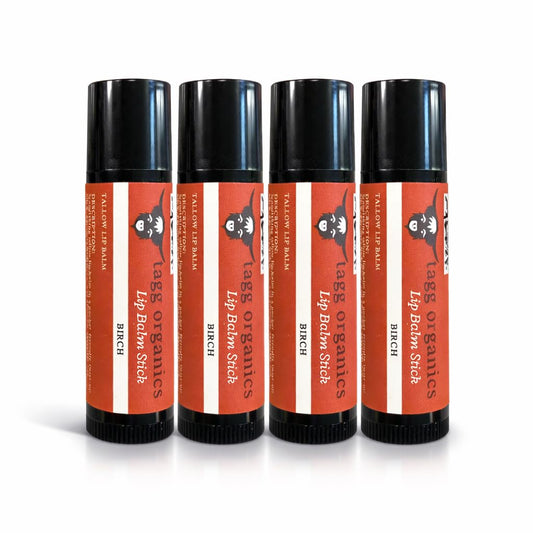 Tagg Organics Birch Tallow Lip Balm - Certified Organic Grass-Fed Tallow, Deep Conditioning for Dry, Chapped Lips, 4-Pack (.15 oz Tubes) Beauty and Personal Care TAGG ORGANICS