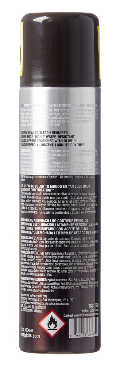 Red by Kiss Tintation Temporary Hair Color Spray, Instant Gray Root Touch Up Coverage, Water-Resistant & Smudge-Proof, Easy Wash Out, Barber