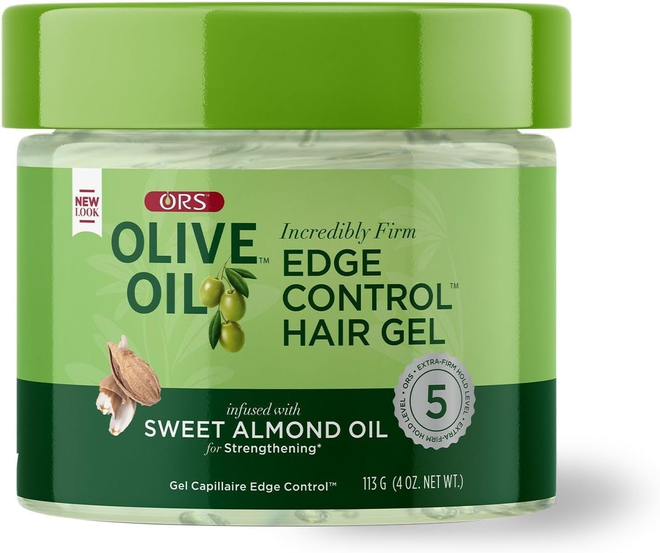 ORS Olive Oil Incredibly Firm Edge Control Hair Gel with Sweet Almond 4 Ounces