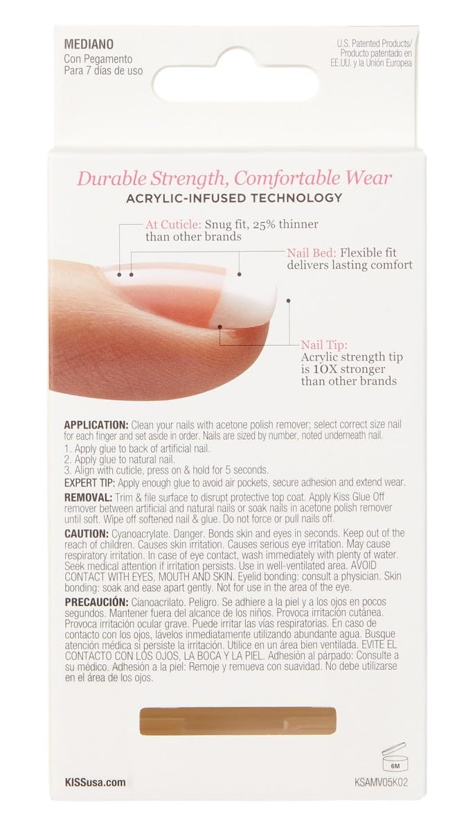 Kiss Salon Acrylic French 28 Count Medium Length Tapered (Pack of 2) Beauty & Personal Care KISS