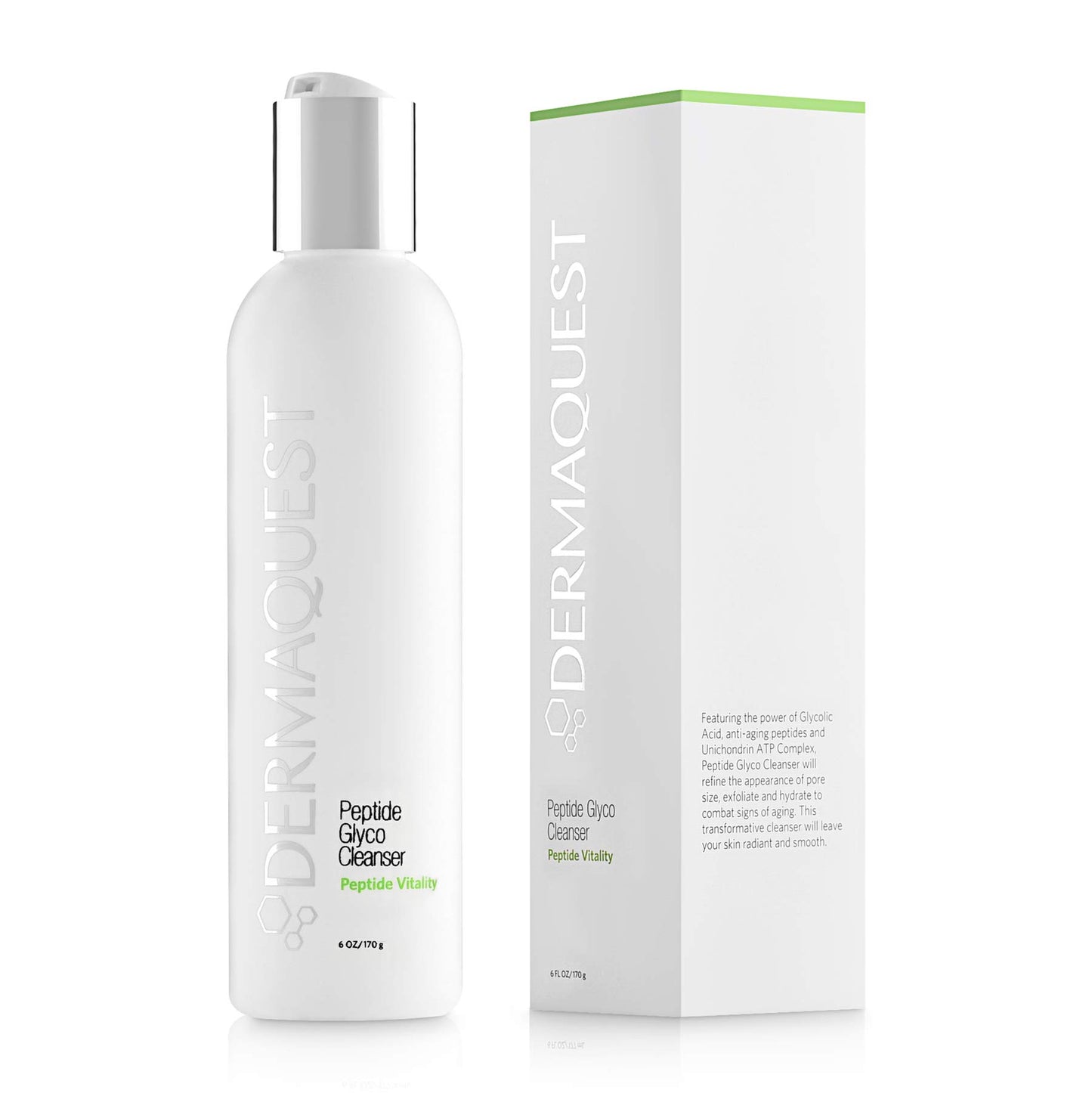 DermaQuest Peptide Vitality Peptide Creamy Glyco Cleanser - 15% Glycolic Acid Exfoliating Face Wash Pore Cleanser - Face Cleanser for Women & Men