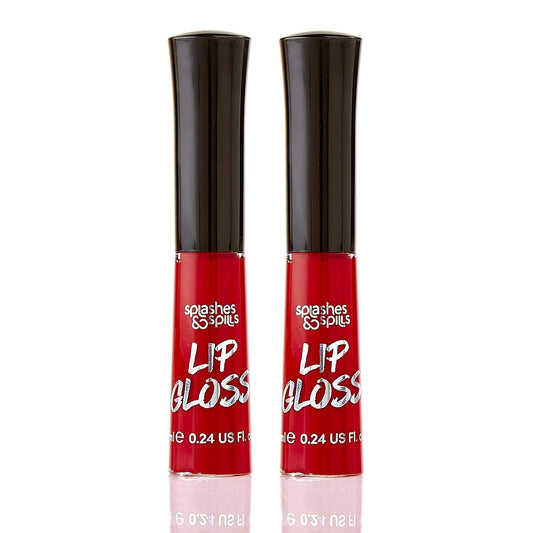Luxurious Red Lip Gloss - Vibrant Color with Full Coverage and Shiny Finish, Moisturizing Formula Nourishes Lips - 2 Pack - by Splashes & Spills Beauty & Personal Care splashes & spills