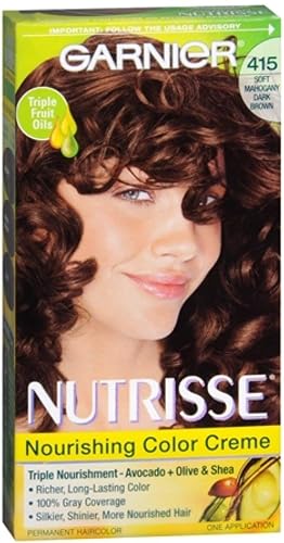 Garnier Nutrisse Haircolor - 415 Raspberry Truffle (Soft Mahogany Dark Brown) 1 Each (Pack of 3)