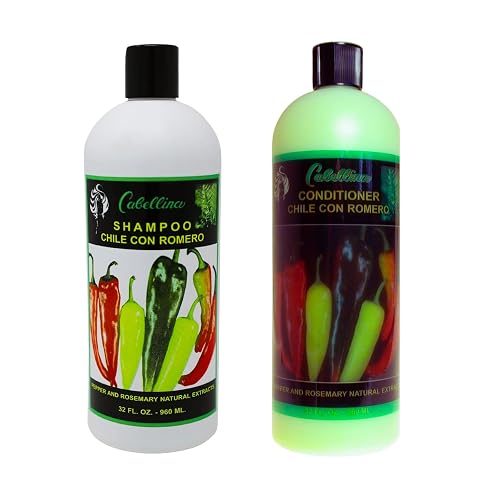 Cabellina Shampoo and Conditioner Set, Chile con Romero, Pepper and Rosemary Natural Extract for Nourish and Revitalize Hair, 32 Fl Oz Each, 2 Pack