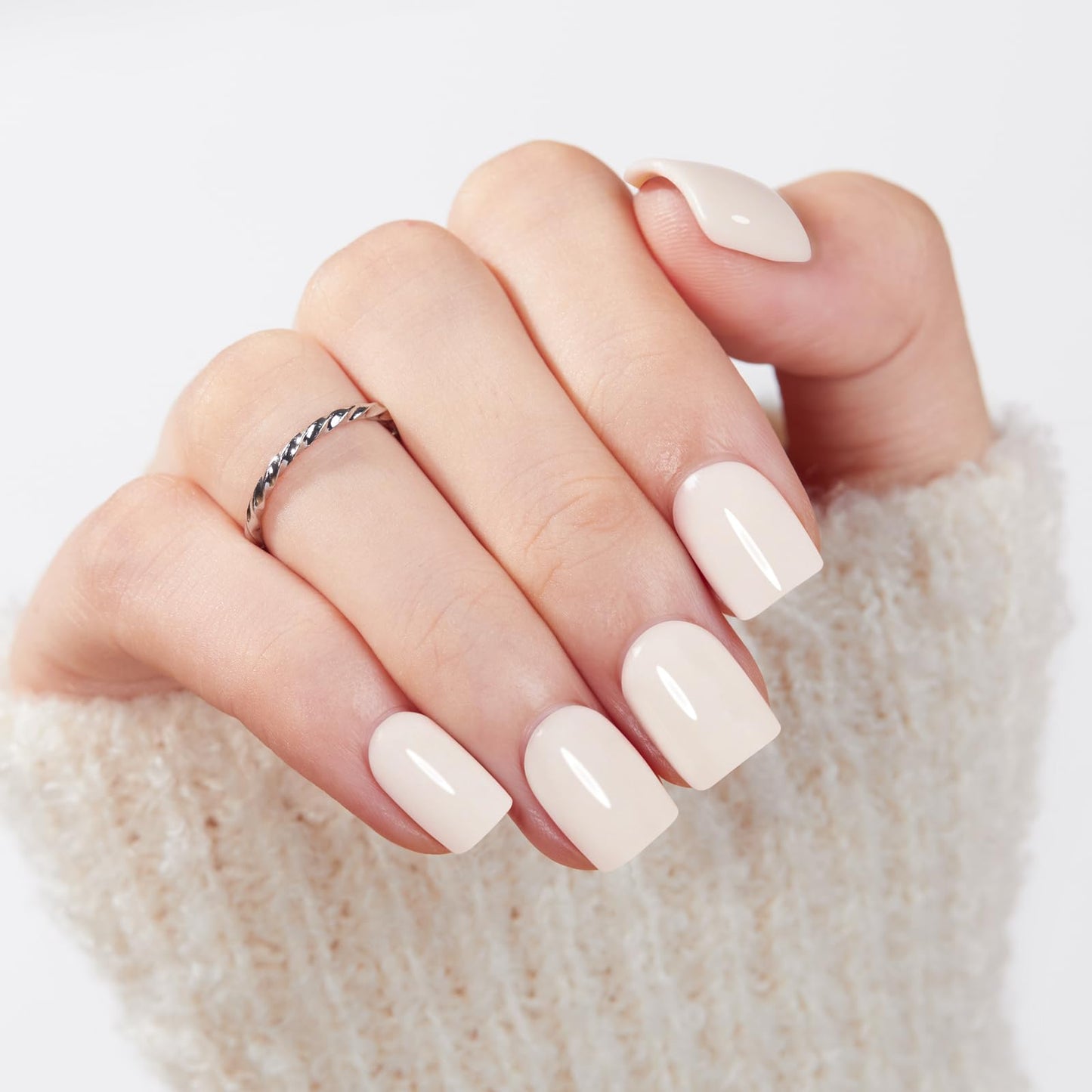 Modelones Extra Short Press on Nails, Milky White Squoval Fake Nails, Reusable Nail Kit with Nail Glue Adhesive Tabs Mini Nail File, Nails Press Ons Beauty and Personal Care modelones