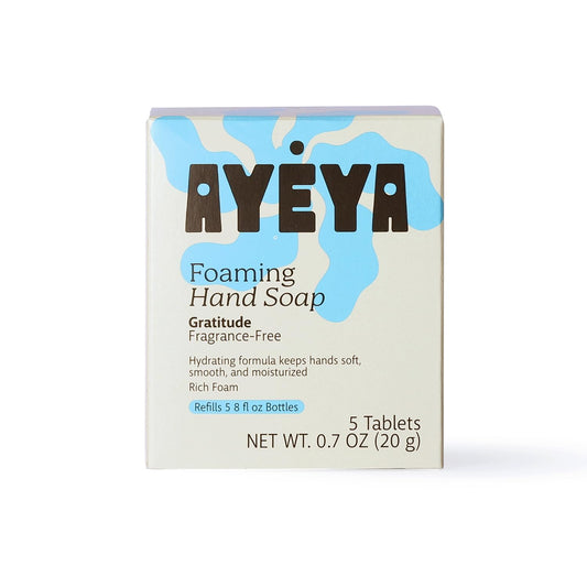 AYÉYA Foaming Hand Soap Refill Tablets - Gratitude | Unscented Foaming Hand Soap Refill with Coconut Oil | 5 Tablets