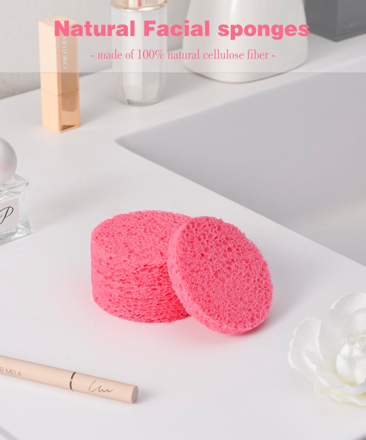 METUUTER 50 PCS Compressed Facial Sponges for Estheticians- 100% Natural Cellulose Face Sponge Professional Cosmetic Spa Sponges for Face Cleansing