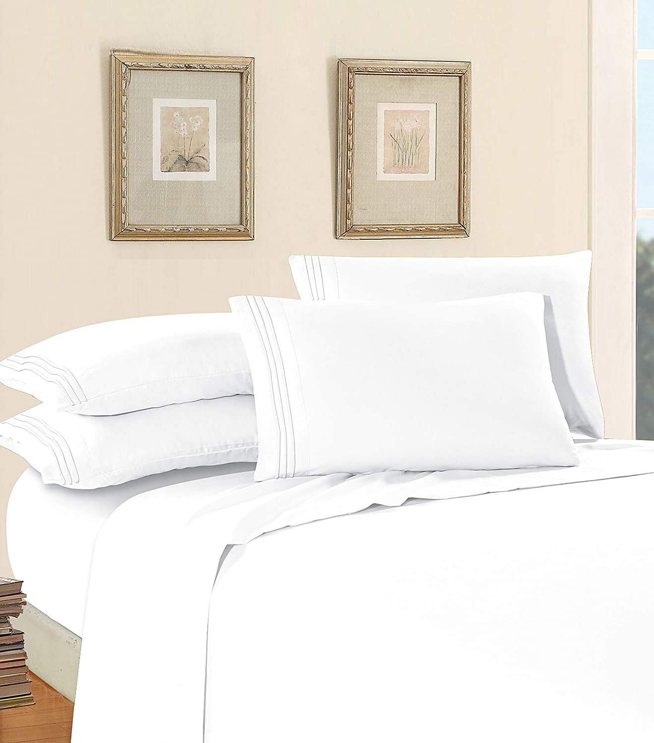 Elegant Comfort Luxury Soft 1500 Premium Hotel Quality Wrinkle Resistant Coziest Bedding Set, All Around Elastic Fitted Sheet, Deep Pocket up to