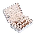 LETLIT Travel Jewelry Organizer, Small Jewelry Box for Women, Double-Layer Necklace Ring Earrings Holder Case (White 2)
