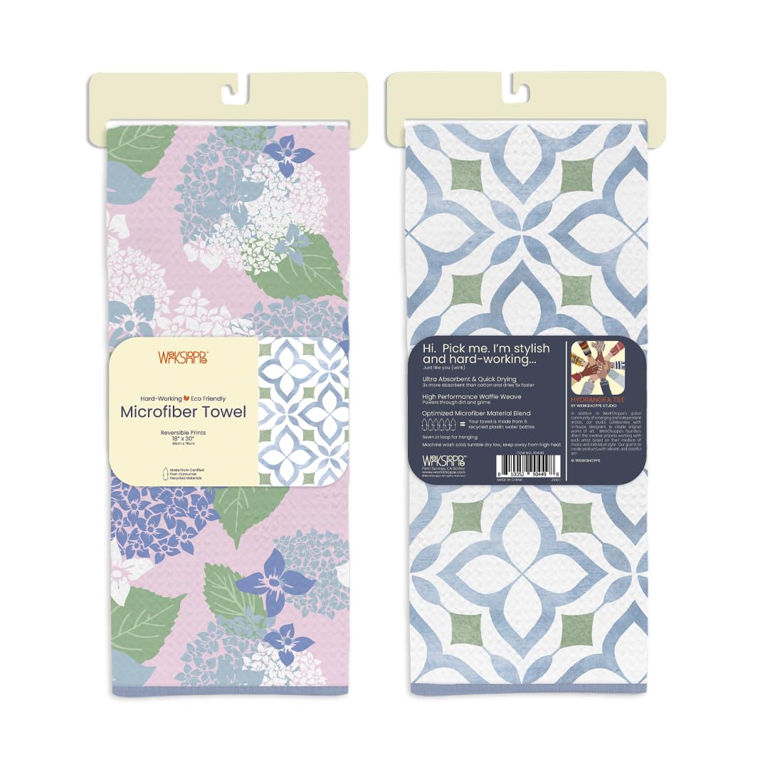 WerkShoppe Hydrangea Tile Microfiber Towel