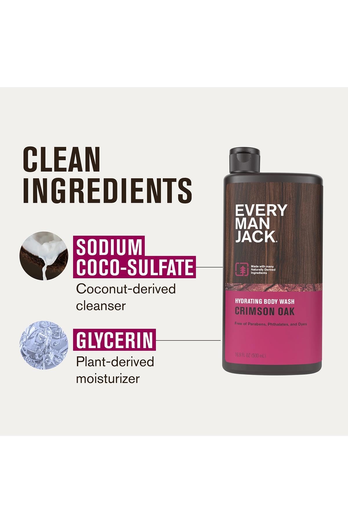 EVERY MAN JACK Crimson Oak Body Wash, 16.9 FZ