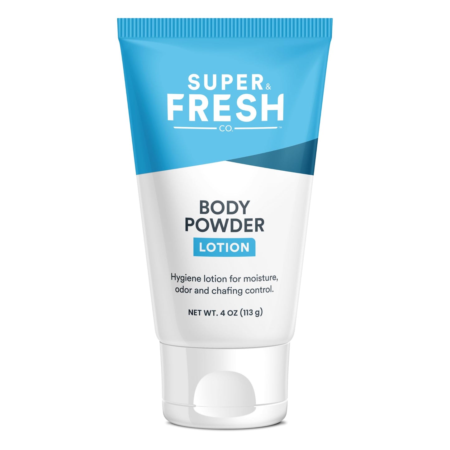 Super Fresh Body Powder Lotion by SweatBlock - Talc Free, Anti-Chafing, Deodorizing, Natural Ingredients - No Mess Body Powder Lotion for Men
