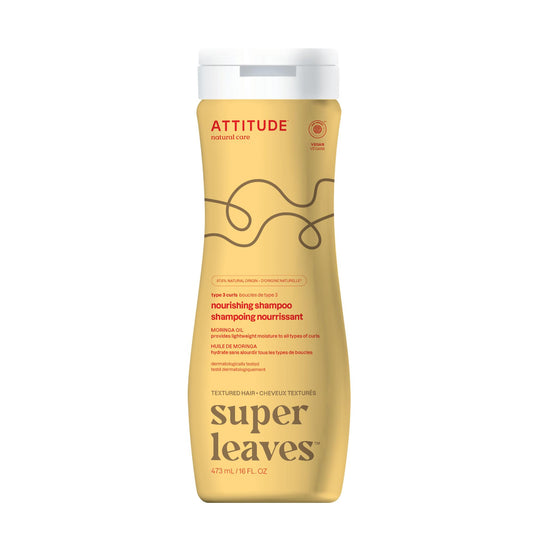 ATTITUDE Nourishing Shampoo for Curly Hair with Moringa Oil, EWG Verified, Vegan and Naturally Derived, 3a, 3b, 3c Curl Type, Provides Lightweight