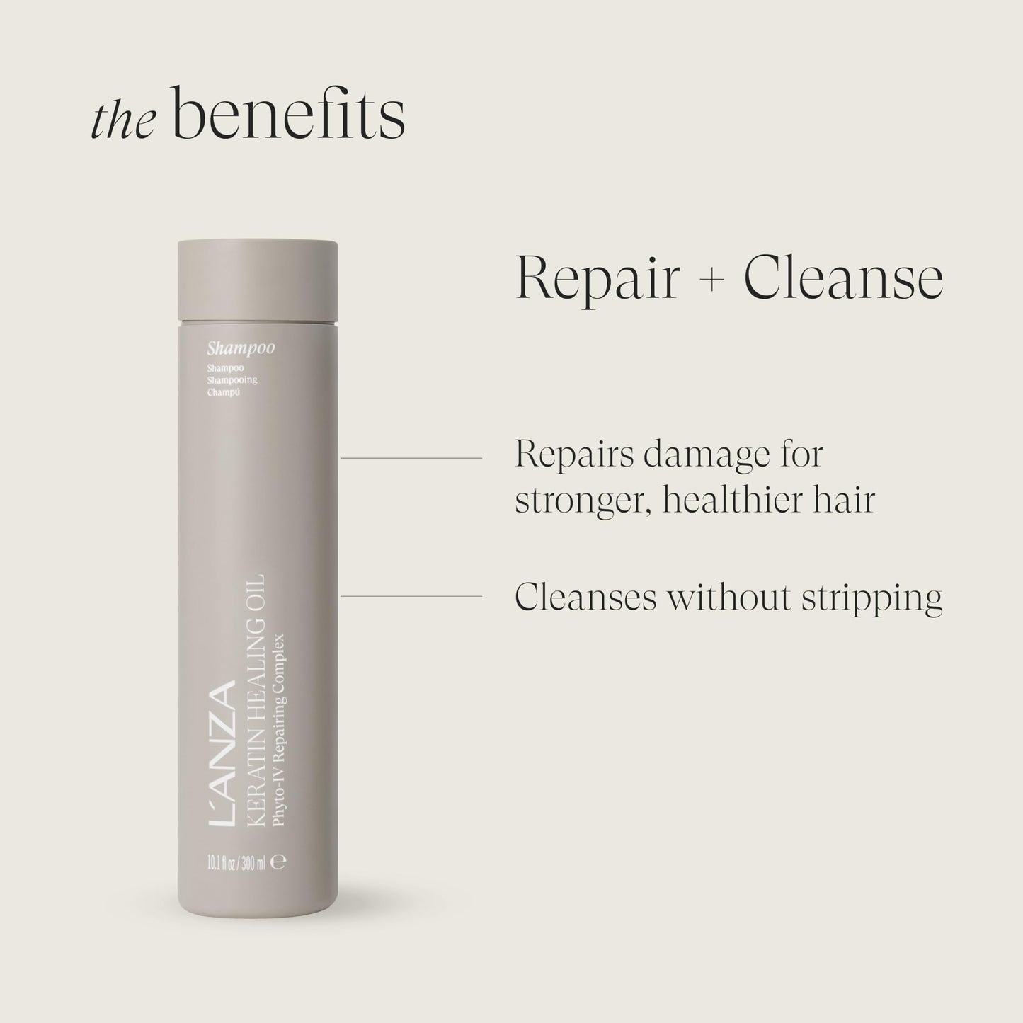 L'ANZA Keratin Healing Oil Shampoo Hydrating Cleanse, Boosts Softness, Adds Lustrous Shine, Anti-Frizz, Color Safe, Strengthening Anti-Humidity