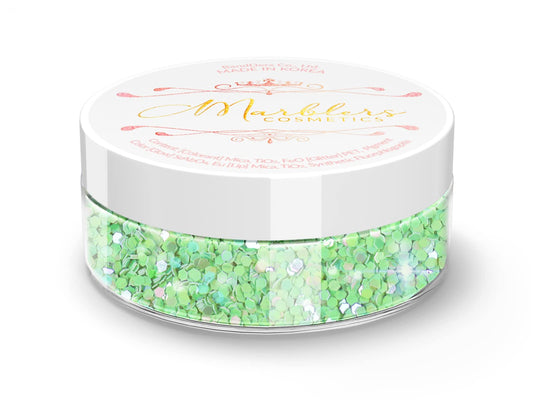 MARBLERS Mermaid Shaped Face & Body Glitter [Green] 0.18oz (5g) | Chunky | Chopped | Flake | Non-Toxic | Vegan | Cruelty-Free | Festival, Rave & Party
