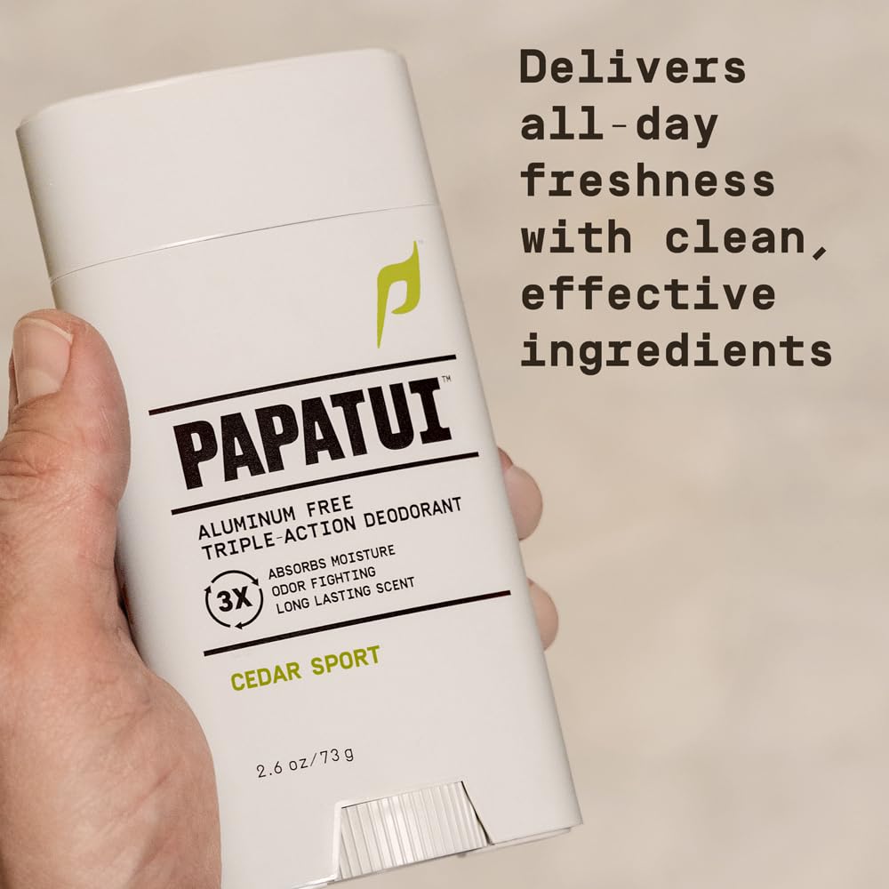 PAPATUI by Dwayne Johnson Aluminum-Free Deodorant for Men - Odor Protection, Moisture Absorption, Skin Nourishing Formula - Cedar Sport - 2.6oz Beauty and Personal Care PAPATUI