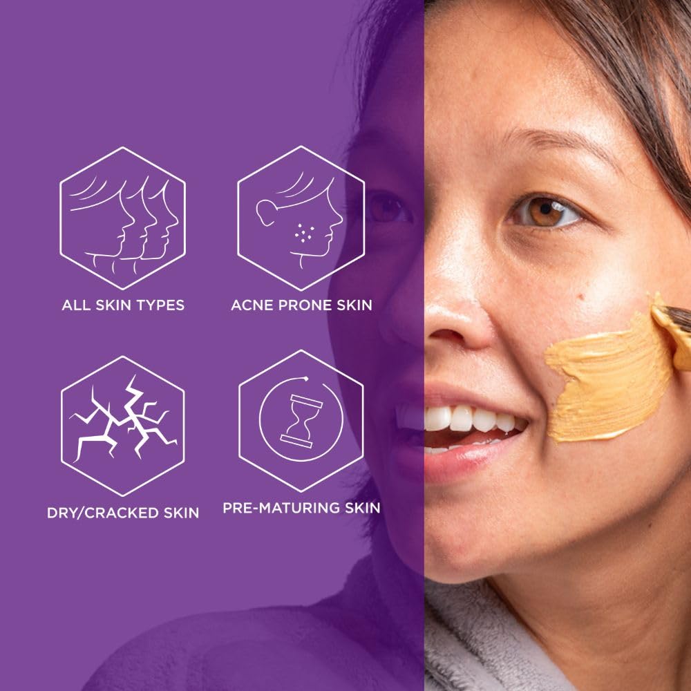 Hey Honey Skin Care Show Your Glow Colloidal Gold Honey Beauty Face Mask | Anti-Aging Hydrating Treatment Reduces Wrinkles Fine Lines | Moisturizing