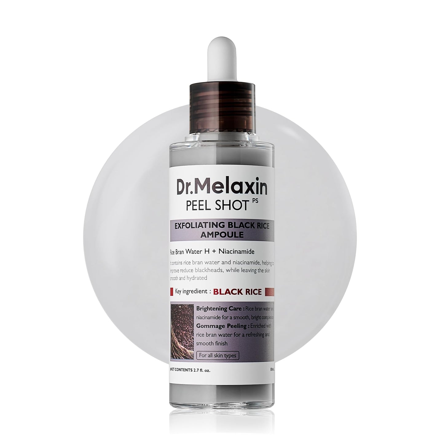 Dr.Melaxin Peel Shot Black Rice Exfoliating Ampoule, Face Exfoliator with AHA BHA Niacinamide Rice Bran Water, Blackhead Remover, Pore Minimizer Beauty and Personal Care Dr.Melaxin