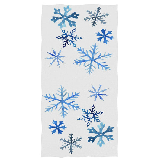 Pfrewn Watercolor Blue Snowflakes Hand Towels 16x30 in White Cotton Christmas Winter Bathroom Towel Ultra Soft Highly Absorbent Towel Xmas Bathroom…