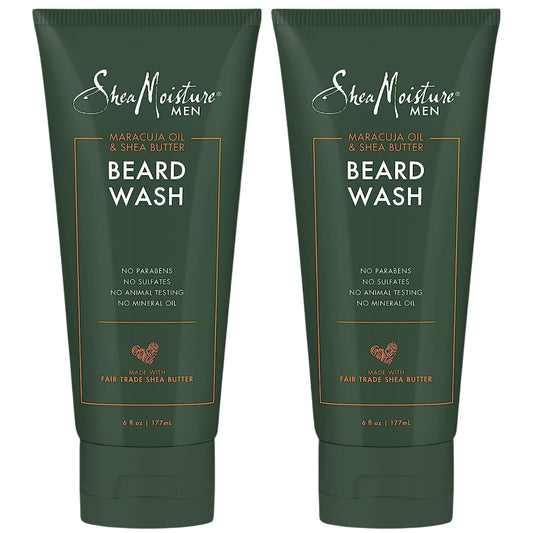 SheaMoisture Beard Wash - Full Beard Shampoo, Moisturizing with Maracuja Oil and Raw Organic Shea Butter, Beard Care for Men, 6 Fl Oz Ea (Pack of 2)