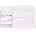 GOLD TEXTILES 12 Pack New Cotton Blend Economy White Hotel Bath Mat Towel (18x25 Inches) Light Weight Quick Drying & Machine Washable - Hotel…