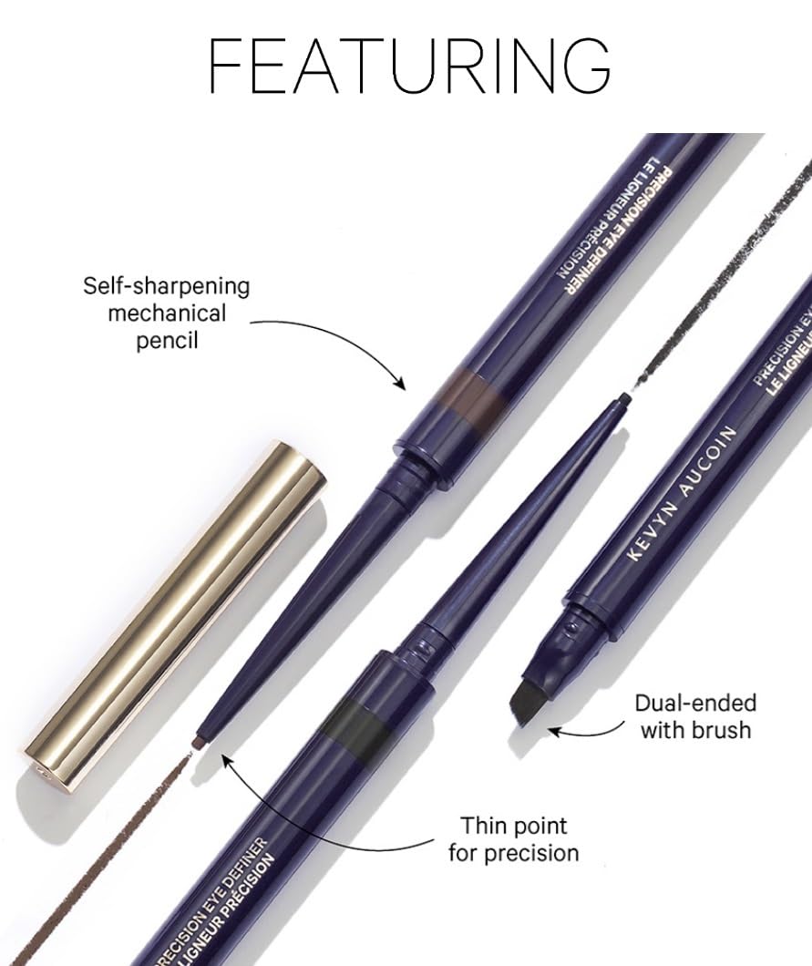 Kevyn Aucoin Precision Eye Definer + brush, black (kohl) color: Eyeliner pencil, self-sharpening, smudge-free. Easy precise application. 12-hour…